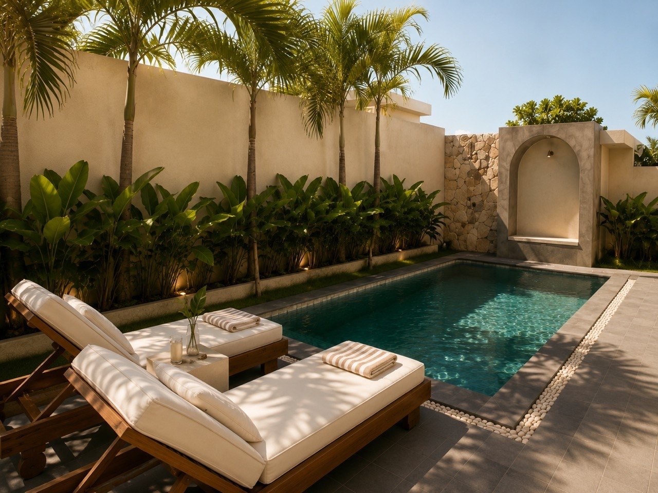 Private pool at cozy 2-bedroom villa in Pererenan Bali
